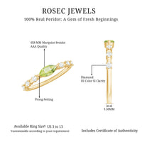 0.75 CT Peridot East West Ring with Diamond Accent