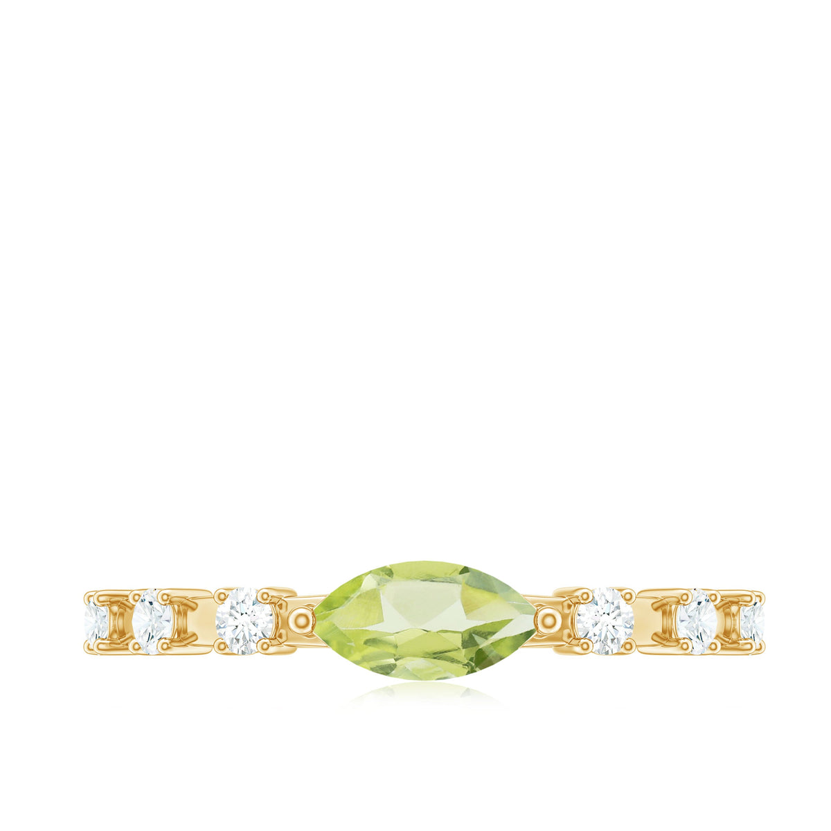 0.75 CT Peridot East West Ring with Diamond Accent