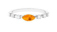 East West Marquise Fire Opal and Diamond engagement ring by Rosec Jewels featuring a marquise fire opal center stone with diamond accents.