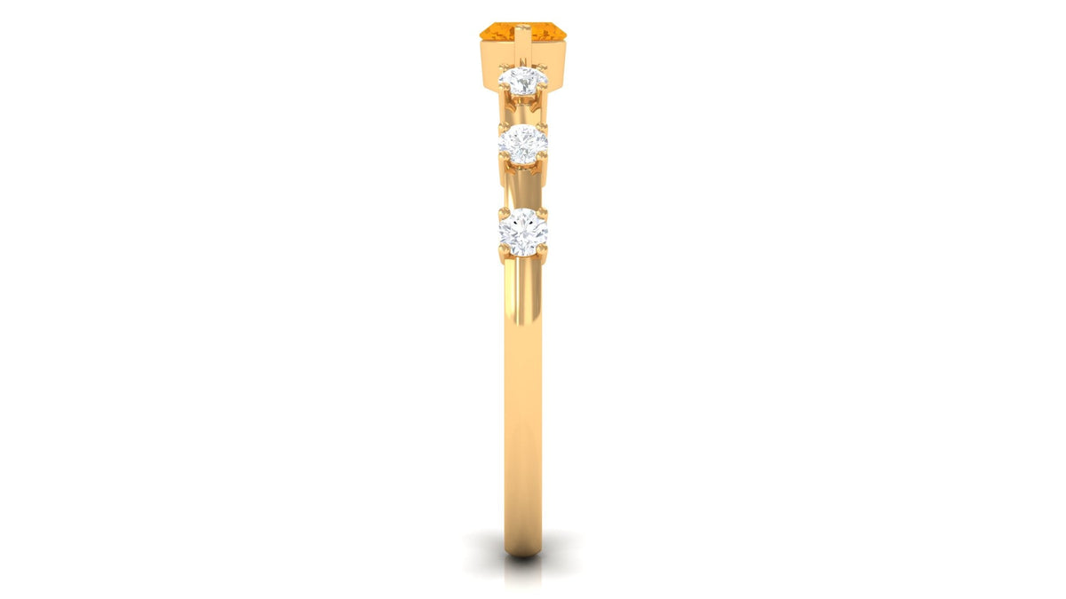 East West Marquise Fire Opal and Diamond engagement ring by Rosec Jewels, featuring a marquise fire opal with diamond accents.