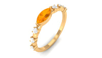 East West Marquise Fire Opal and Diamond Engagement Ring by Rosec Jewels, showcasing a marquise-shaped fiery opal with sparkling diamonds.