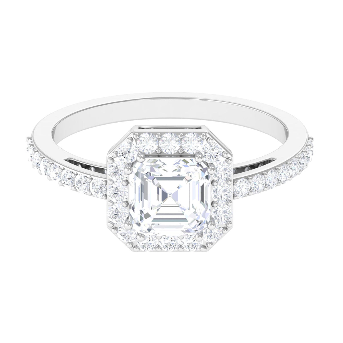 2.25 CT Asscher Cut Solitaire Zircon Halo Engagement Ring