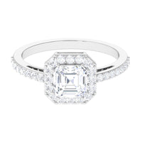 2.25 CT Asscher Cut Solitaire Zircon Halo Engagement Ring