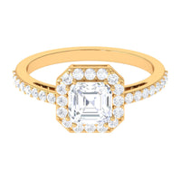2.25 CT Asscher Cut Solitaire Zircon Halo Engagement Ring
