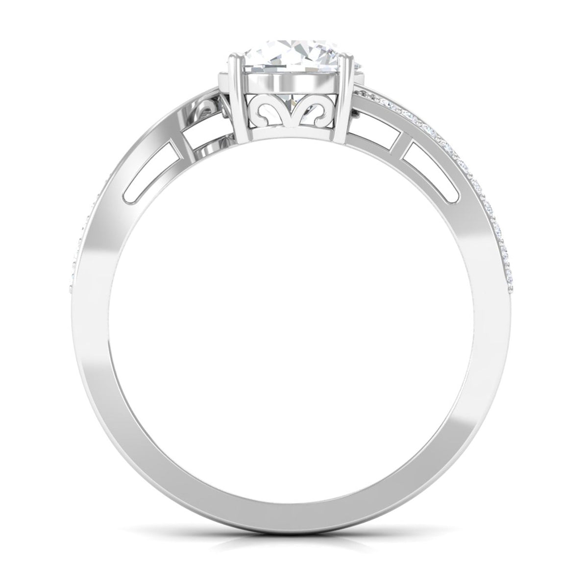 Round cut 1.50 CT solitaire zircon bypass engagement ring from Rosec Jewels, featuring a sleek design and sparkling central stone.