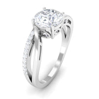 Rosec Jewels 1.50 CT round cut zircon solitaire bypass engagement ring showing shiny band and central gemstone.