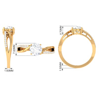 Rosec Jewels 1.50 CT round cut solitaire zircon bypass engagement ring with sleek silver band and elegant design.