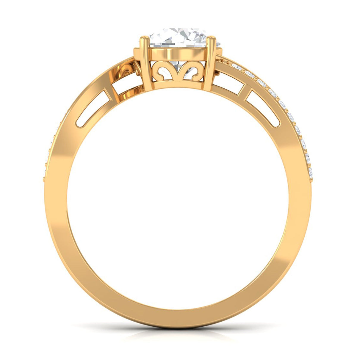 Round cut 1.50 CT zircon bypass engagement ring from Rosec Jewels, featuring a sleek, modern design with sparkling central stone.