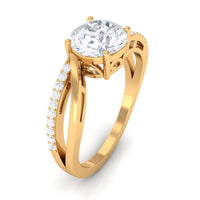 Round cut 1.50 CT solitaire zircon bypass engagement ring by Rosec Jewels, featuring a sleek band and sparkling center stone.