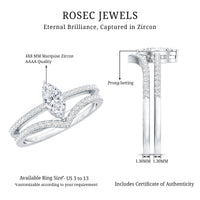 Certified Marquise Cut Zircon Wedding Ring Set for Women