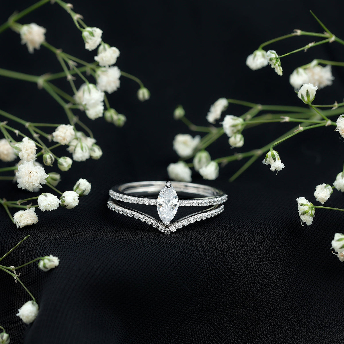 Certified Marquise Cut Zircon Wedding Ring Set for Women