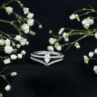 Certified Marquise Cut Zircon Wedding Ring Set for Women