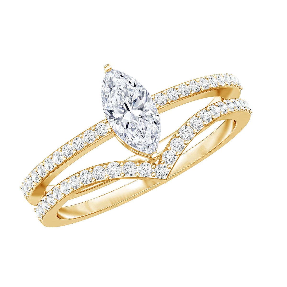 Certified Marquise Cut Zircon Wedding Ring Set for Women