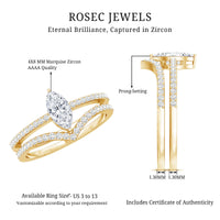 Certified Marquise Cut Zircon Wedding Ring Set for Women