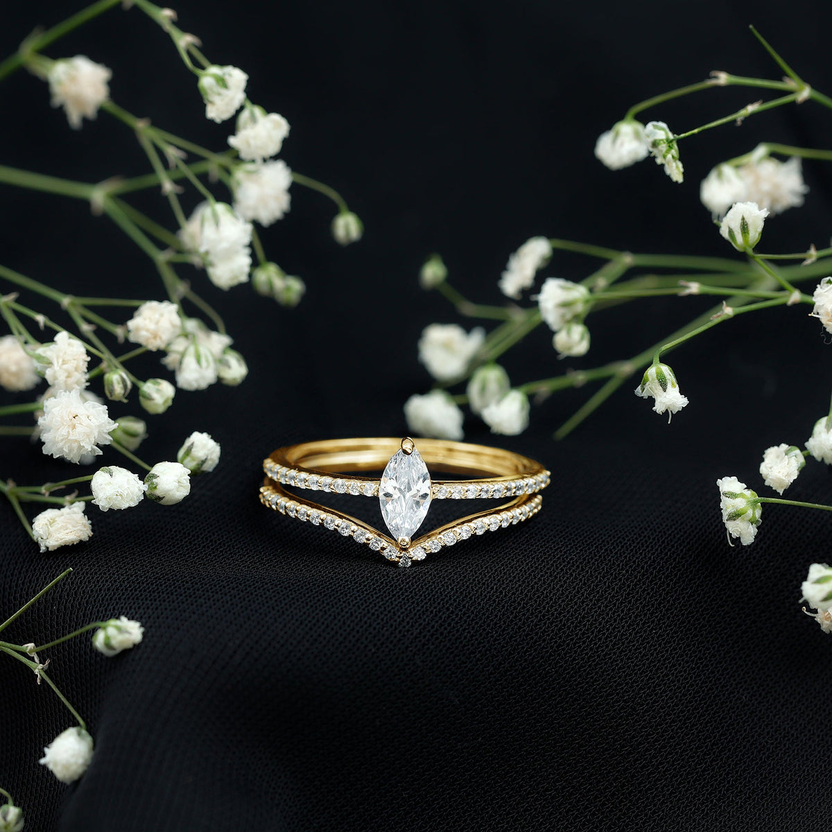 Certified Marquise Cut Zircon Wedding Ring Set for Women