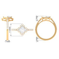 1.75 CT Princess Cut Zircon Engagement Ring Floral Halo