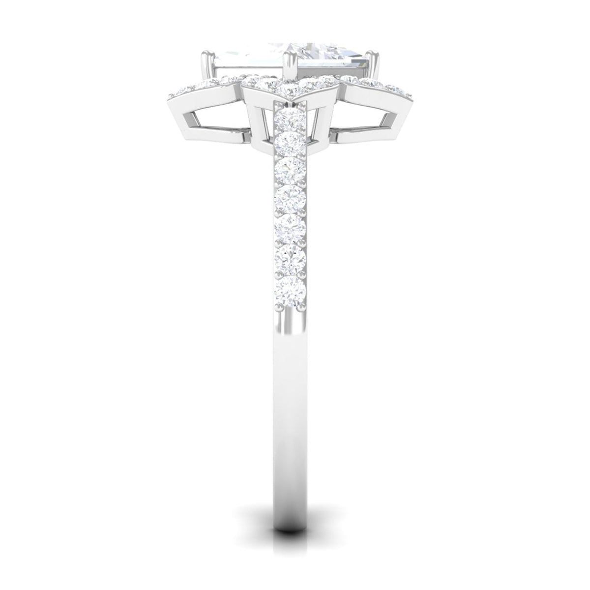 1.75 CT Princess Cut Zircon Engagement Ring Floral Halo