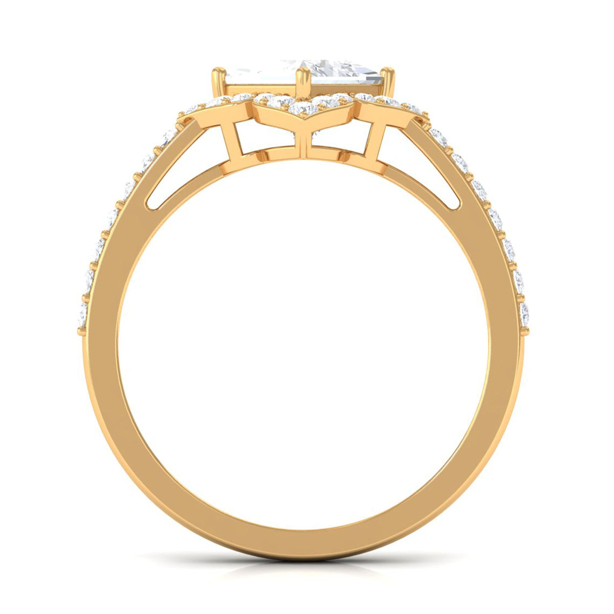 1.75 CT Princess Cut Zircon Engagement Ring Floral Halo