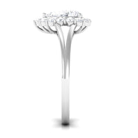 Zircon Pear Halo Engagement Ring with Split Shank