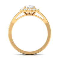 Zircon Pear Halo Engagement Ring with Split Shank