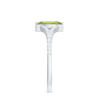 Natural 0.7 Carat Marquise Shape Peridot Promise Ring with Diamond Split Shank