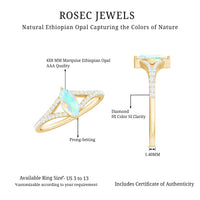 Natural Opal Marquise Engagement Ring with Diamond Split Shank