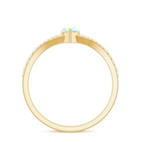 Natural Opal Marquise Engagement Ring with Diamond Split Shank