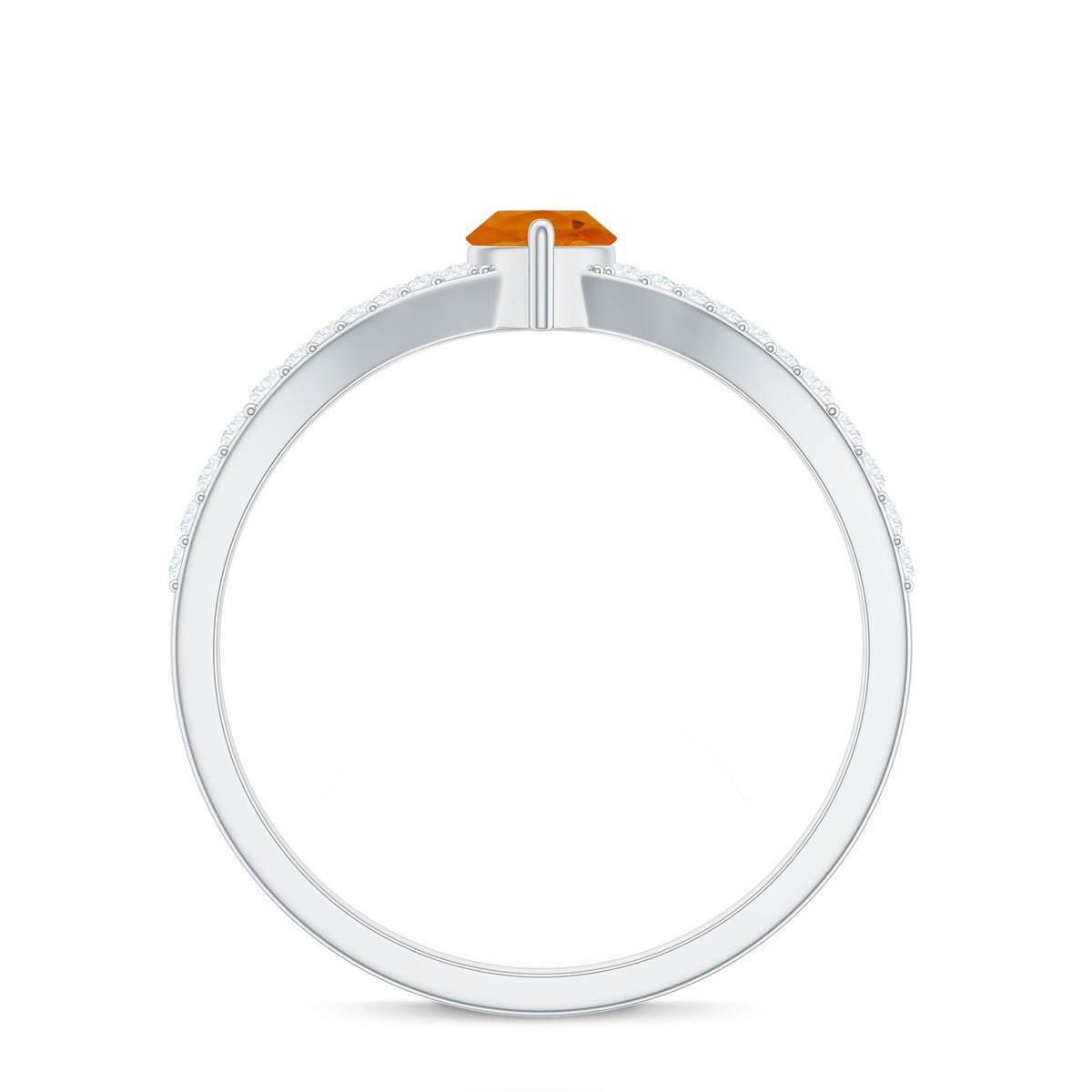 Marquise fire opal engagement ring with split shank design and diamond accents by Rosec Jewels.
