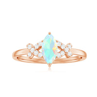 Natural Marquise Opal Diamond Engagement Ring with Certificate