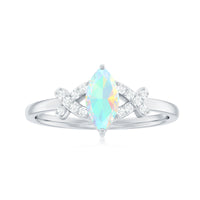 Natural Marquise Opal Diamond Engagement Ring with Certificate