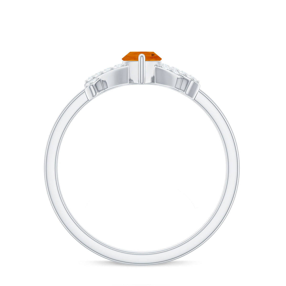 1/2 carat fire opal marquise solitaire ring with diamond accent by Rosec Jewels, showcasing the elegant gemstone and fine band design.