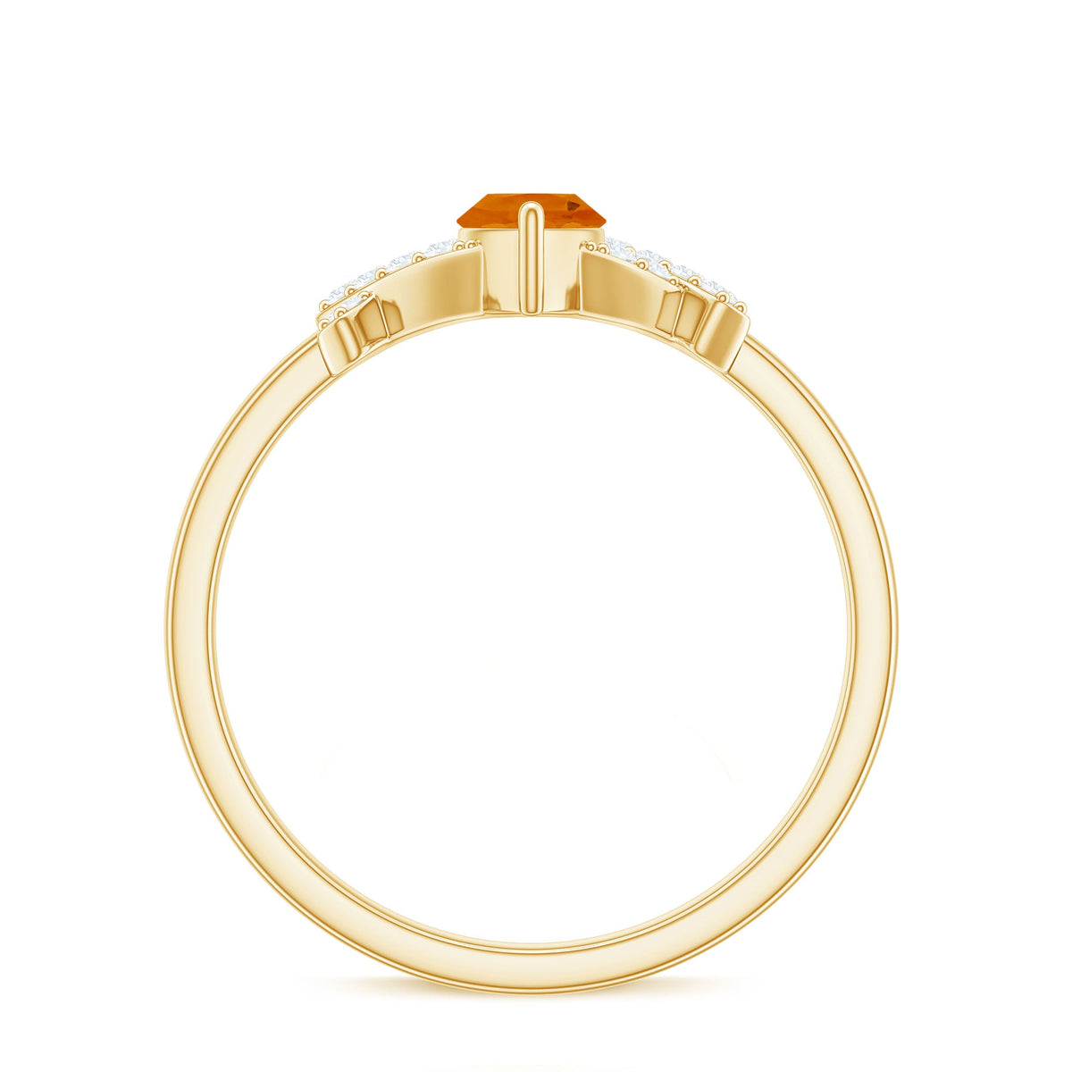 Rosec Jewels 1/2 carat fire opal marquise solitaire ring with a diamond accent, showcasing the elegant gemstone and setting.