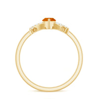 Rosec Jewels 1/2 carat fire opal marquise solitaire ring with a diamond accent, showcasing the elegant gemstone and setting.