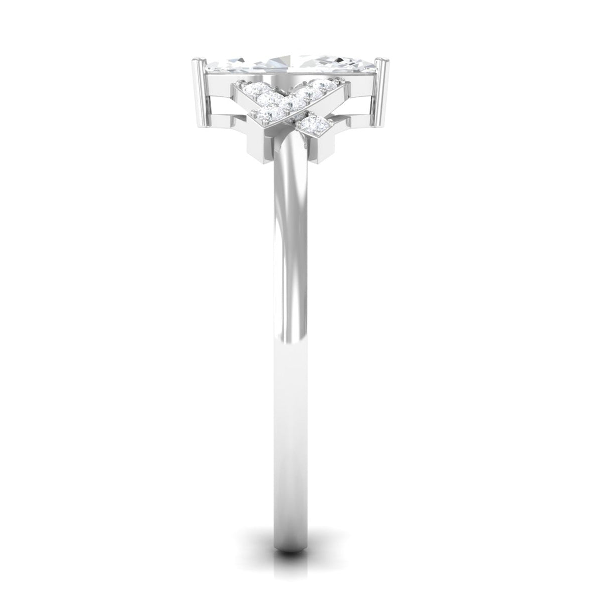 Rosec Jewels 1 CT marquise cut zircon engagement ring with split shank, showcasing sparkling stone and intricate band design