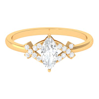 Marquise cut zircon engagement ring with split shank by Rosec Jewels, showcasing sparkling stone and elegant design.