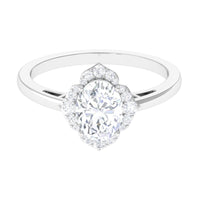 2.25 CT Prong Set Oval Zircon Flower Engagement Ring