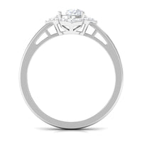 2.25 CT Prong Set Oval Zircon Flower Engagement Ring