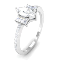 1.25 CT Zircon Three Stone Engagement Ring with Side Stones