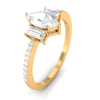 1.25 CT Zircon Three Stone Engagement Ring with Side Stones