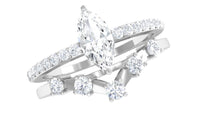 1.25 CT Marquise and Round Cut Zircon Solitaire Bridal Ring Set