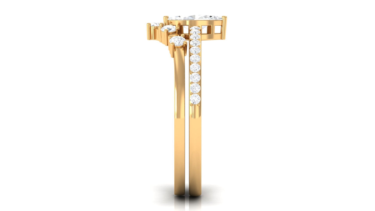 1.25 CT Marquise and Round Cut Zircon Solitaire Bridal Ring Set
