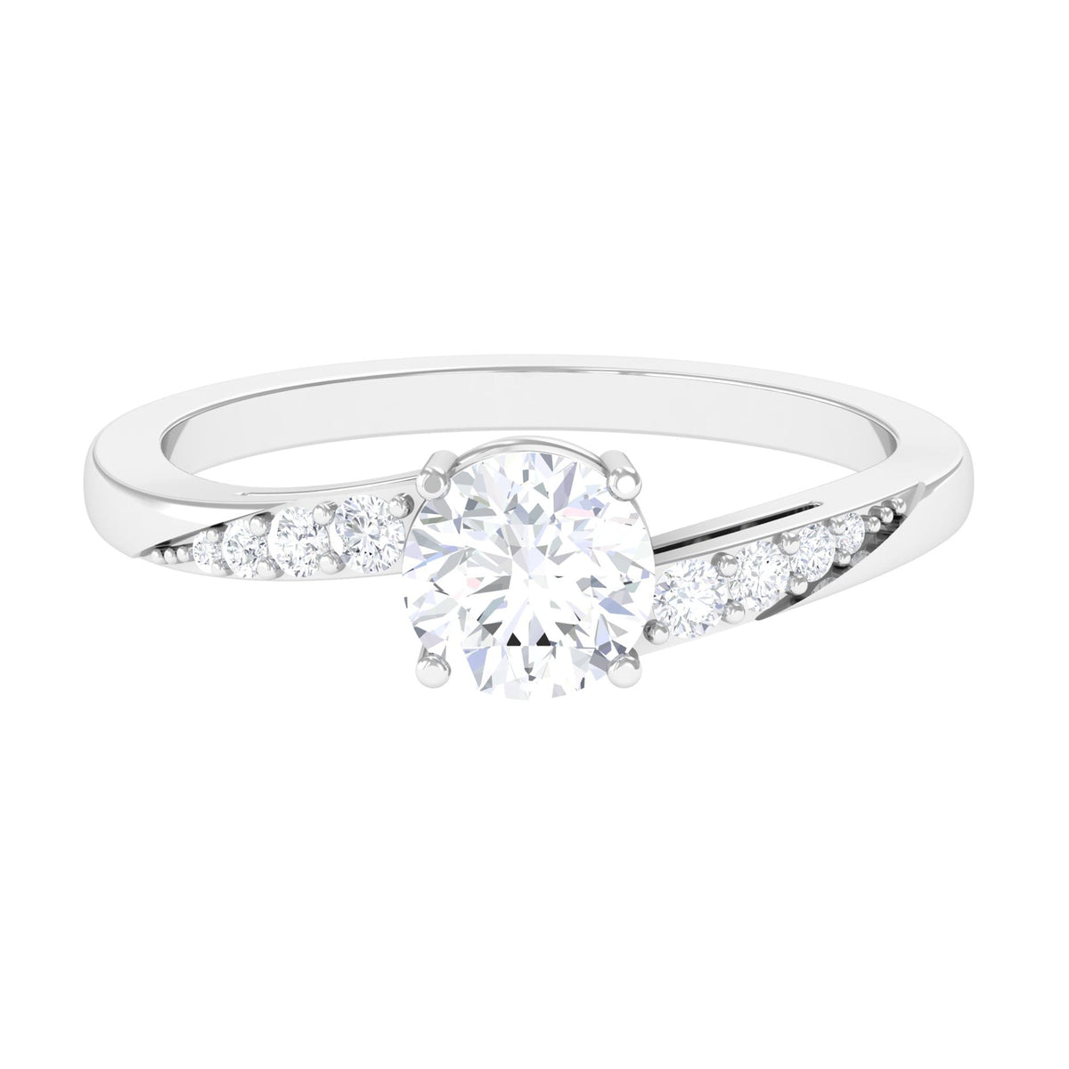 Rosec Jewels 1 Carat cubic zirconia solitaire bypass engagement ring with shimmering stones and elegant design.