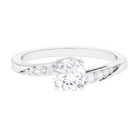 Rosec Jewels 1 Carat cubic zirconia solitaire bypass engagement ring with shimmering stones and elegant design.