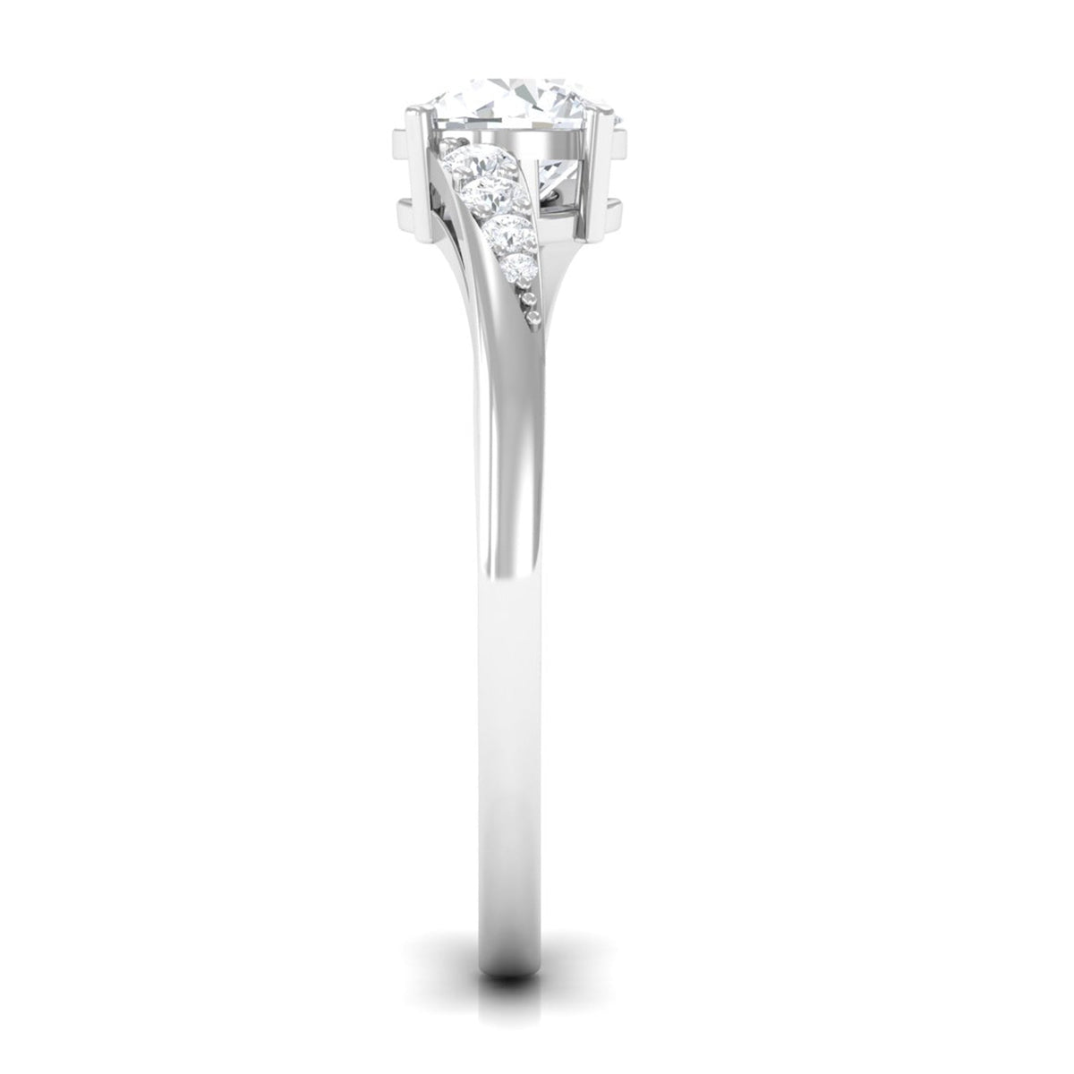 Rosec Jewels 1 Carat Certified Solitaire Cubic Zirconia Bypass Engagement Ring with a sleek, modern design and sparkling central stone.