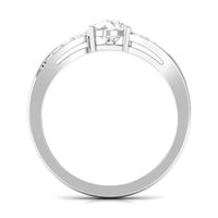 Rosec Jewels 1 Carat certified solitaire cubic zirconia bypass engagement ring with sleek, modern design and polished metal band.