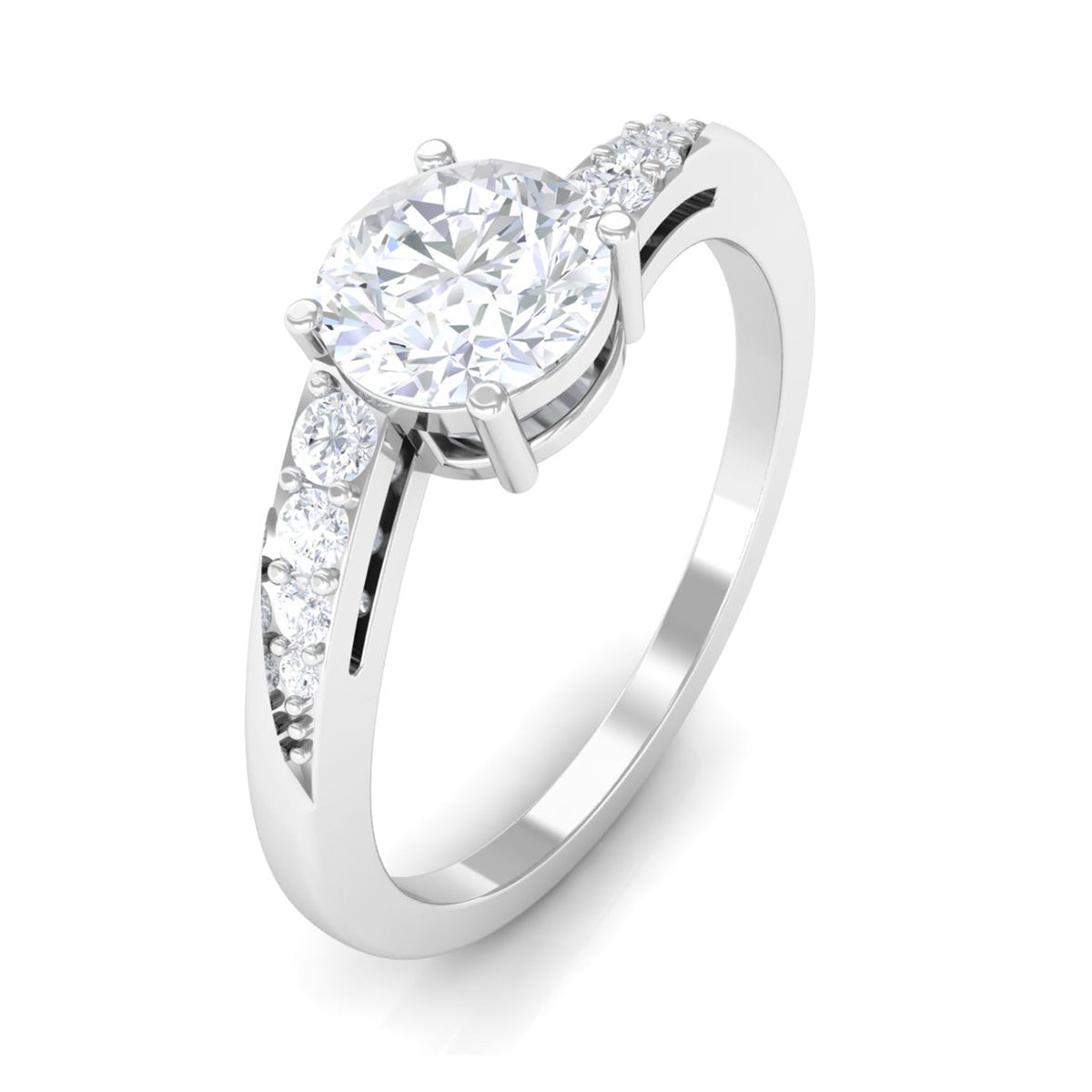 Rosec Jewels 1 Carat Certified Solitaire Cubic Zirconia Bypass Engagement Ring with sleek metal band and elegant design
