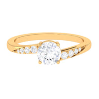 Elegant solitaire cubic zirconia bypass engagement ring by Rosec Jewels featuring a 1 carat center stone and sleek bypass design.