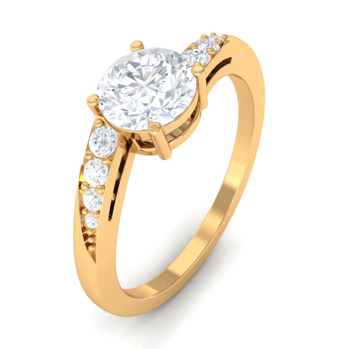 Rosec Jewels 1 Carat Certified Solitaire Cubic Zirconia bypass engagement ring featuring a sparkling central stone and elegant band design.