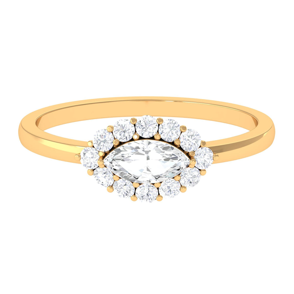 1 CT Marquise Cut Zircon East West Engagement Ring