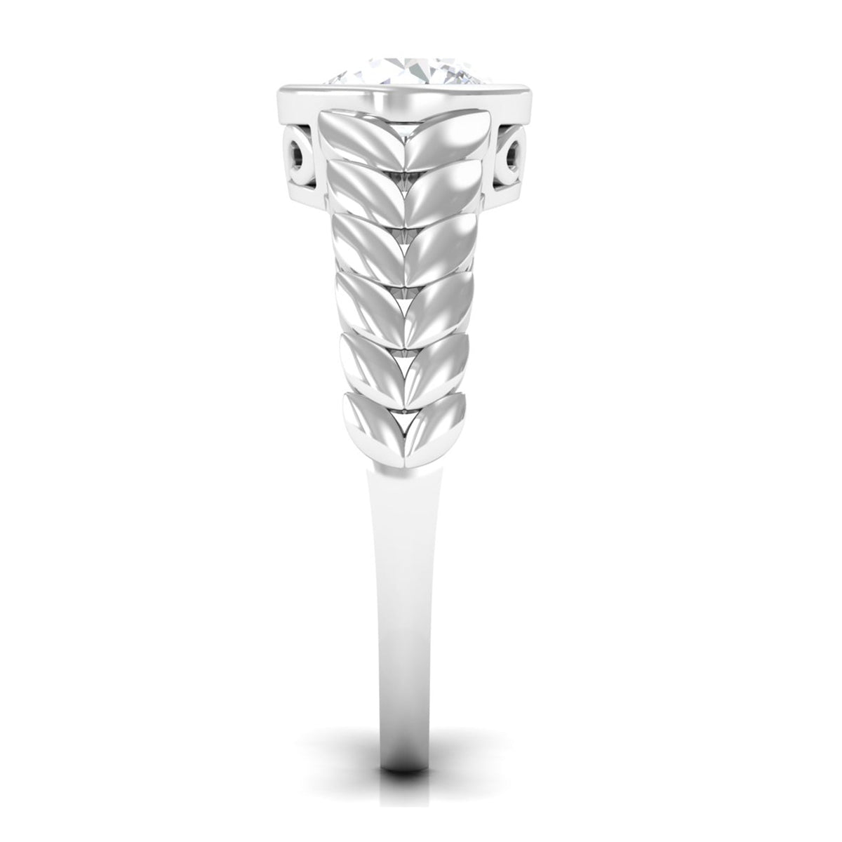 Rosec Jewels 1.3 Carat cubic zirconia leaf engagement ring with bezel setting, intricate leaf design, and sparkling stones.